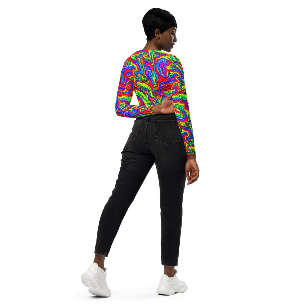 Color Storm on Long Sleeve Crop Top — Right Back