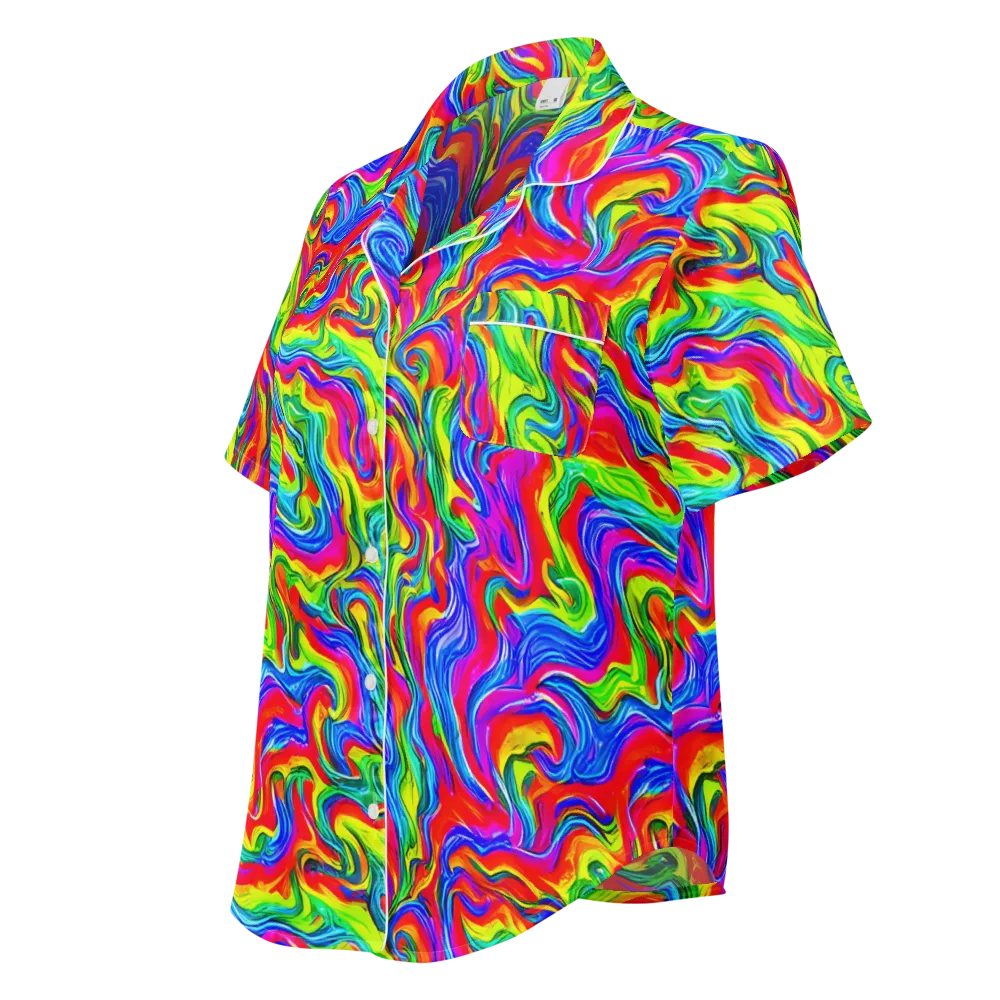 Color Storm on Women's Short Sleeve Pajama Top — Left Front