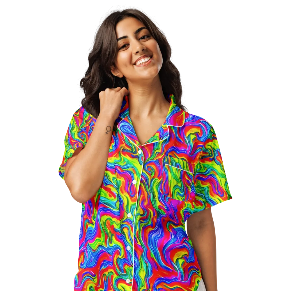 Color Storm on Women's Short Sleeve Pajama Top — Front