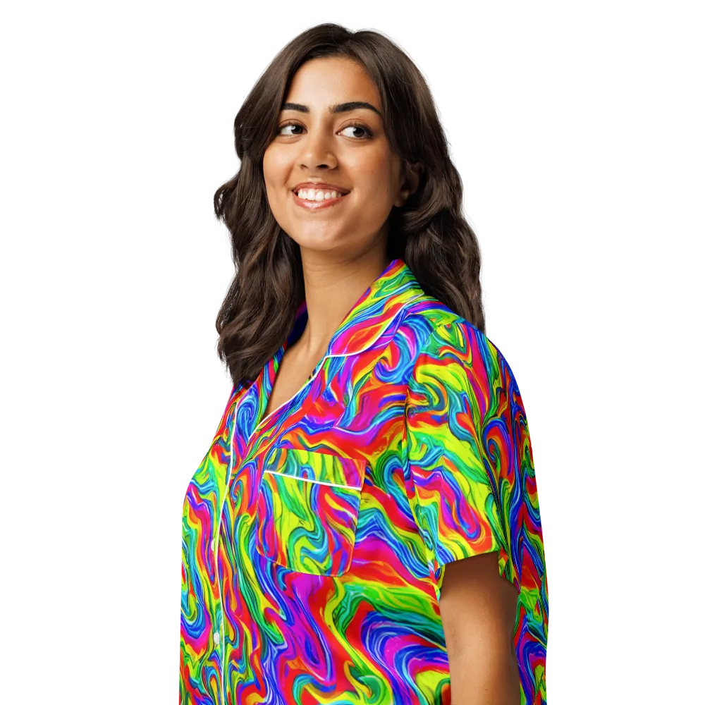 Color Storm on Women's Short Sleeve Pajama Top — Left Front