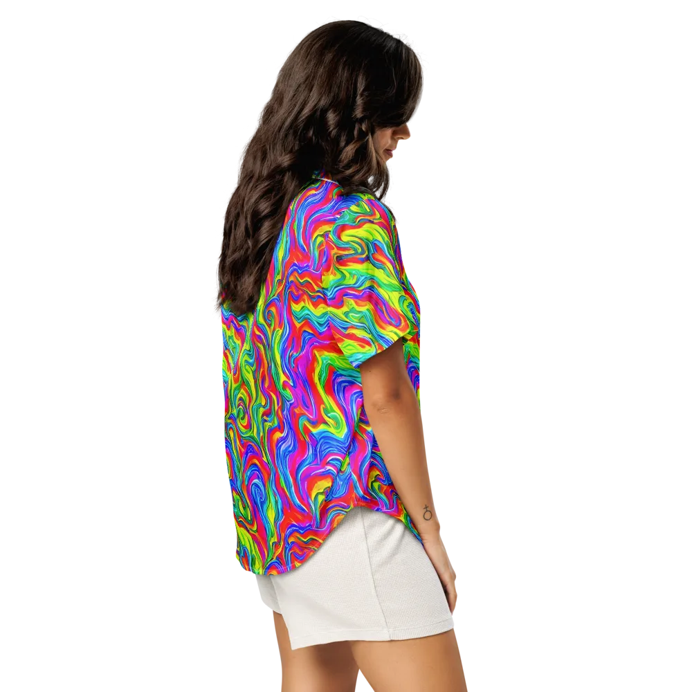 Color Storm on Women's Short Sleeve Pajama Top — Right Back