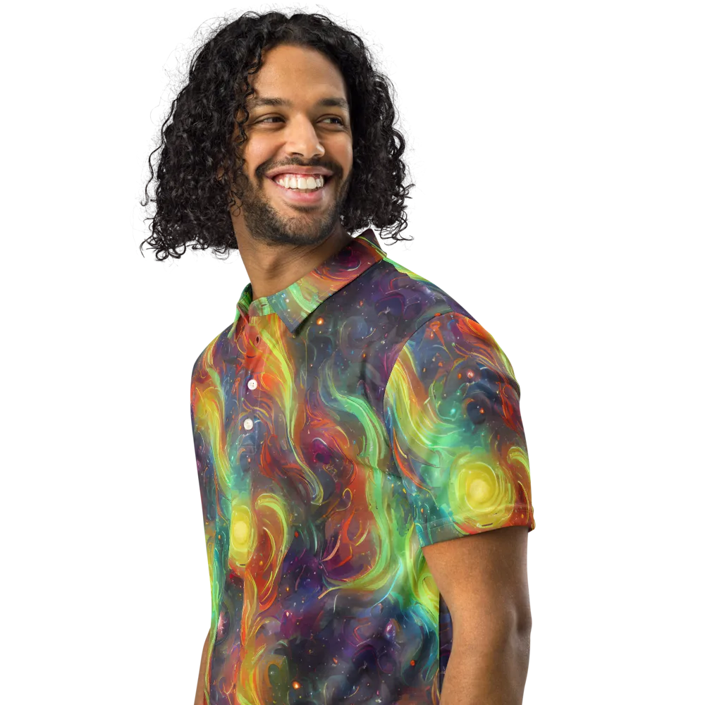 Dreamfire Spiral on Men's Slim Fit Polo Shirt — Left Front