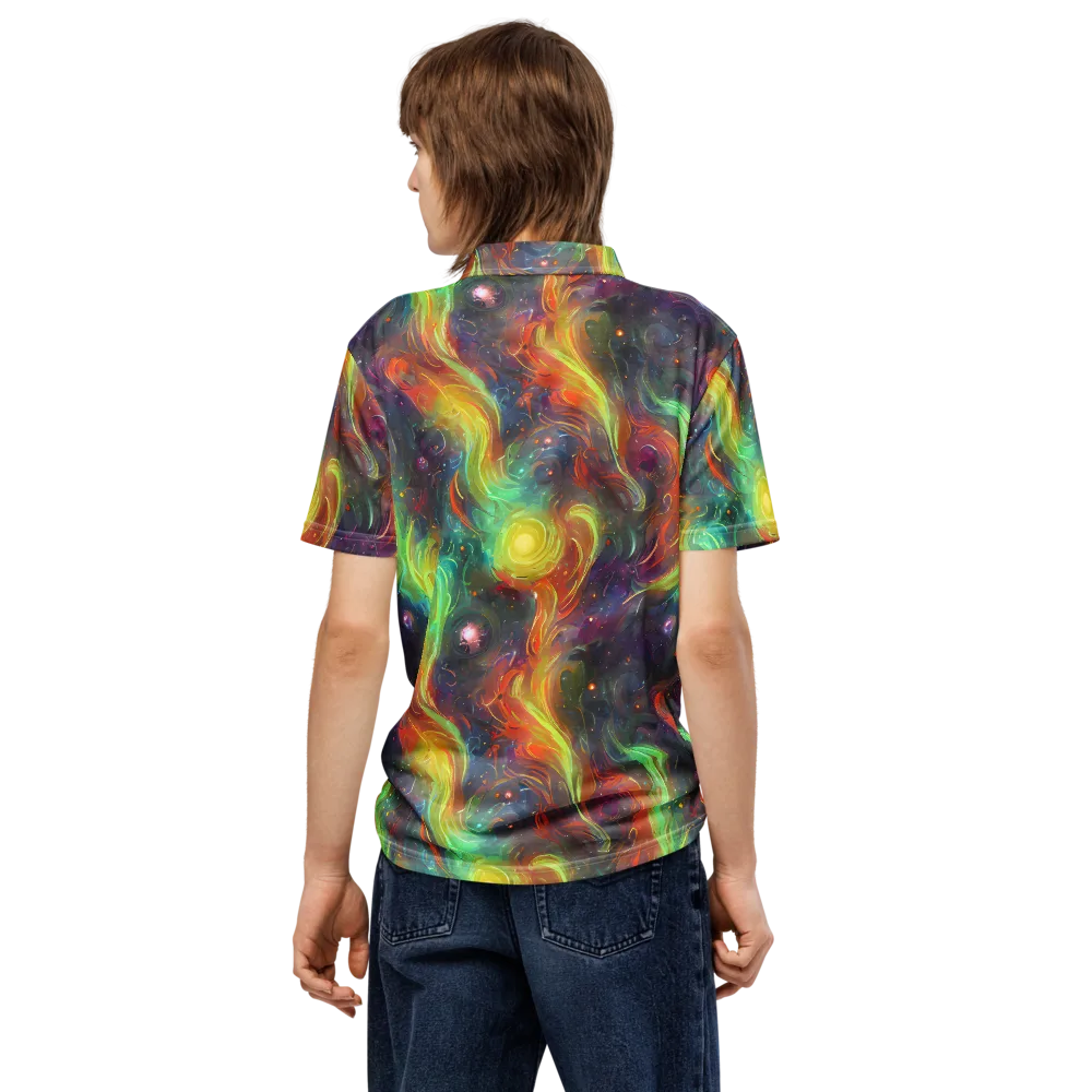 Dreamfire Spiral on Men's Slim Fit Polo Shirt — Back