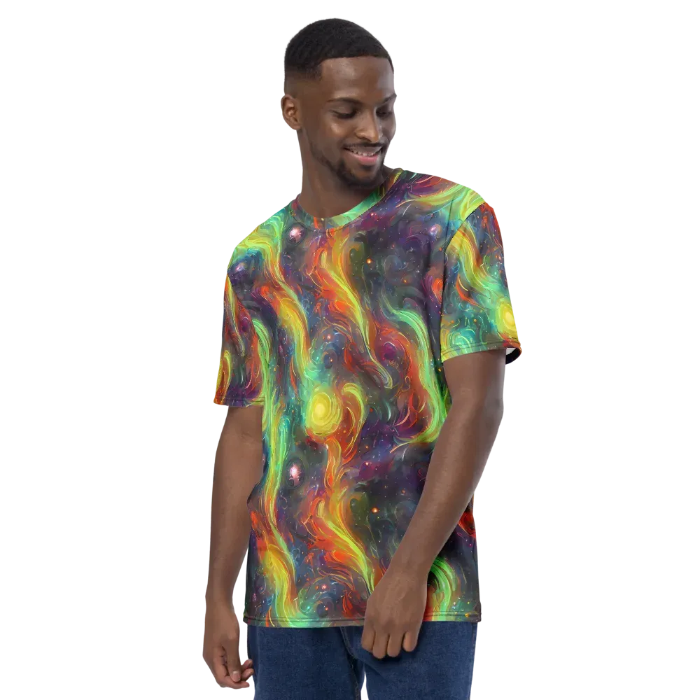 Dreamfire Spiral on Men's Crew Neck T-Shirt — Left