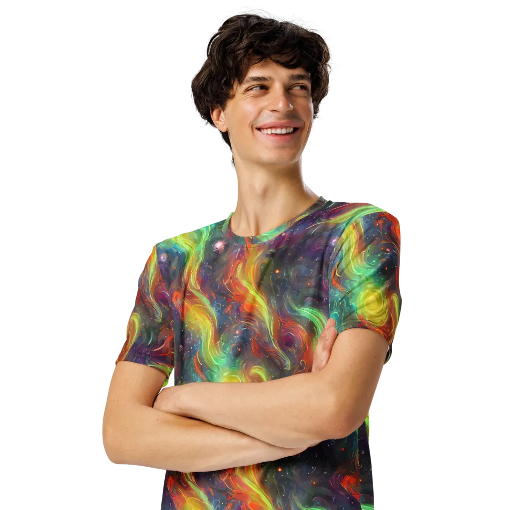 Dreamfire Spiral on Men's Crew Neck T-Shirt — Left Front