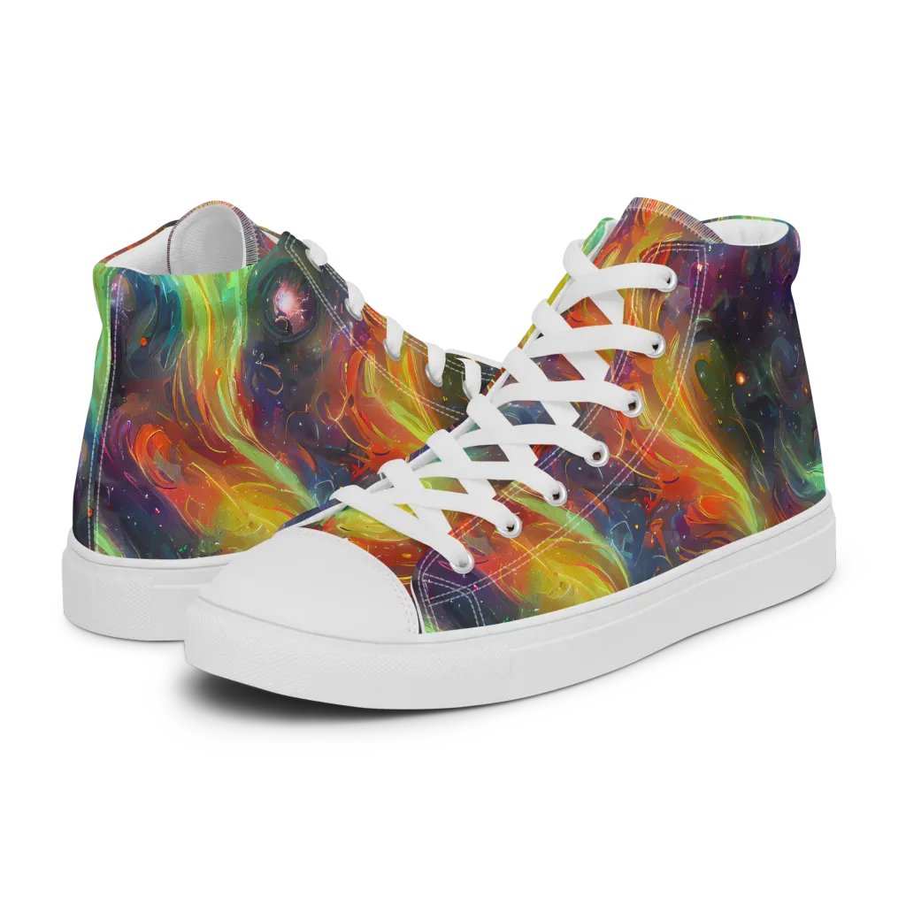 Dreamfire Spiral on Men's High Top Canvas Shoes — Left
