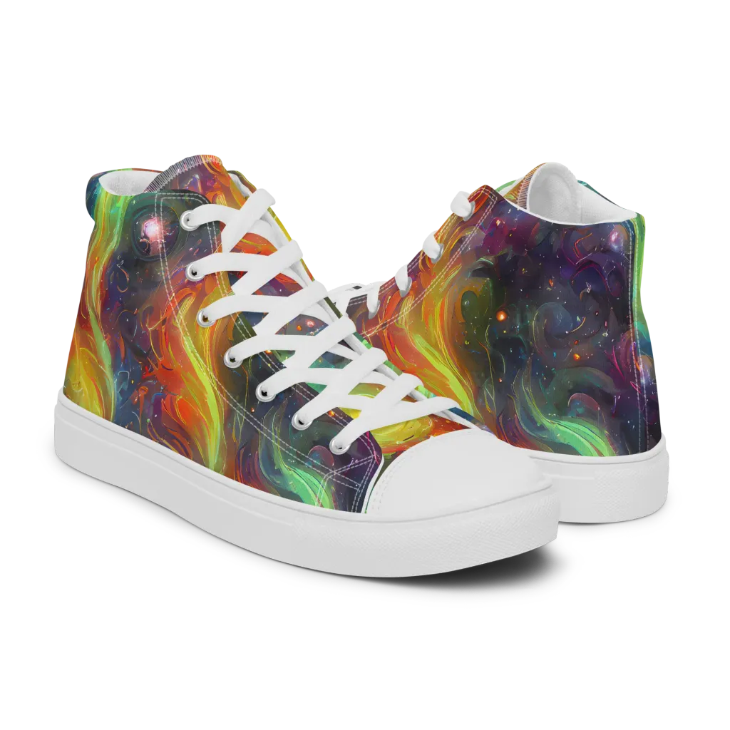 Dreamfire Spiral on Men's High Top Canvas Shoes — Right