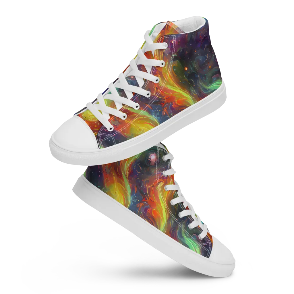 Dreamfire Spiral on Men's High Top Canvas Shoes — Front