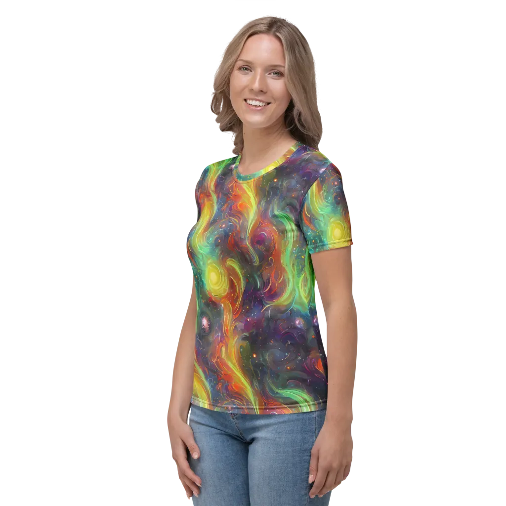 Dreamfire Spiral on Women's Crew Neck T-Shirt — Left