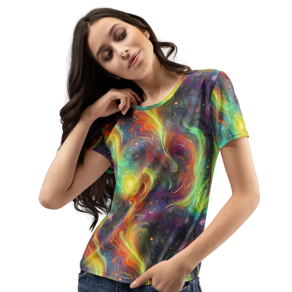 Dreamfire Spiral on Women's Crew Neck T-Shirt — Left Front