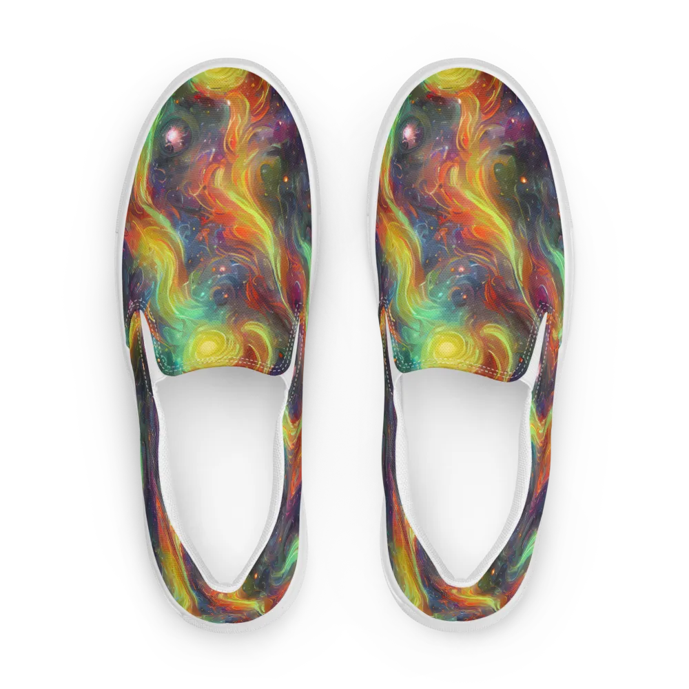 Dreamfire Spiral on Men's Slip-On Canvas Shoes — Front
