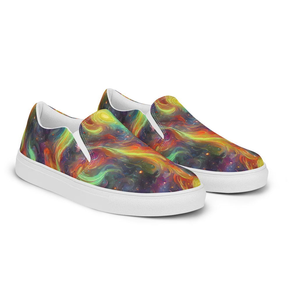 Dreamfire Spiral on Men's Slip-On Canvas Shoes — Right Front