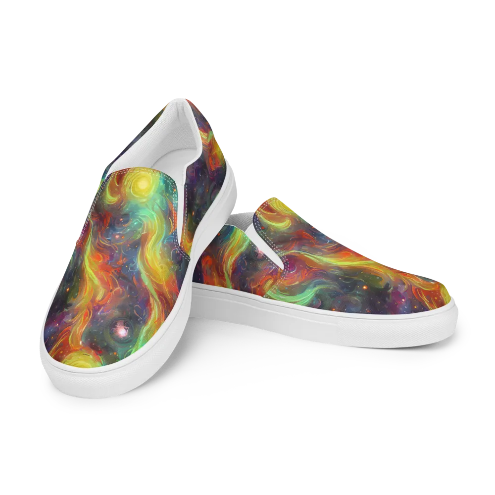 Dreamfire Spiral on Men's Slip-On Canvas Shoes — Left Front