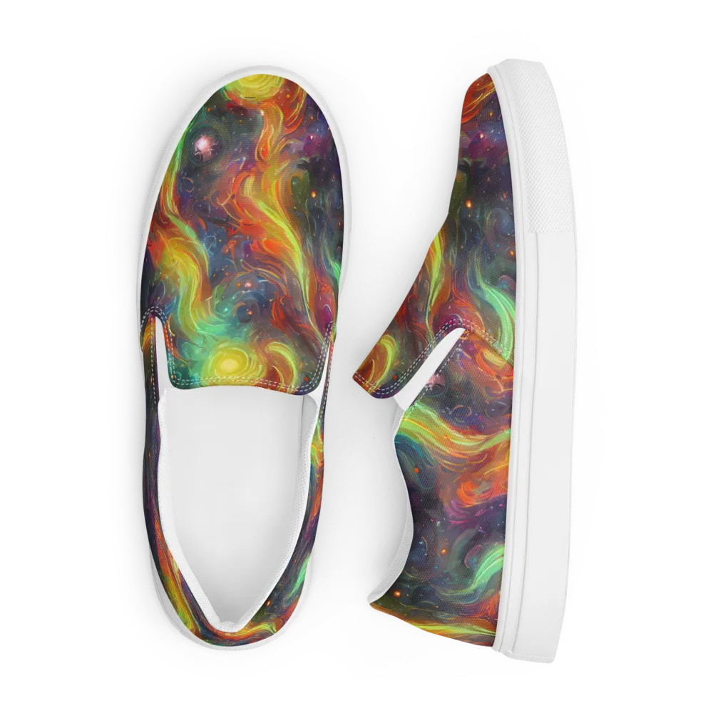Dreamfire Spiral on Men's Slip-On Canvas Shoes — Front