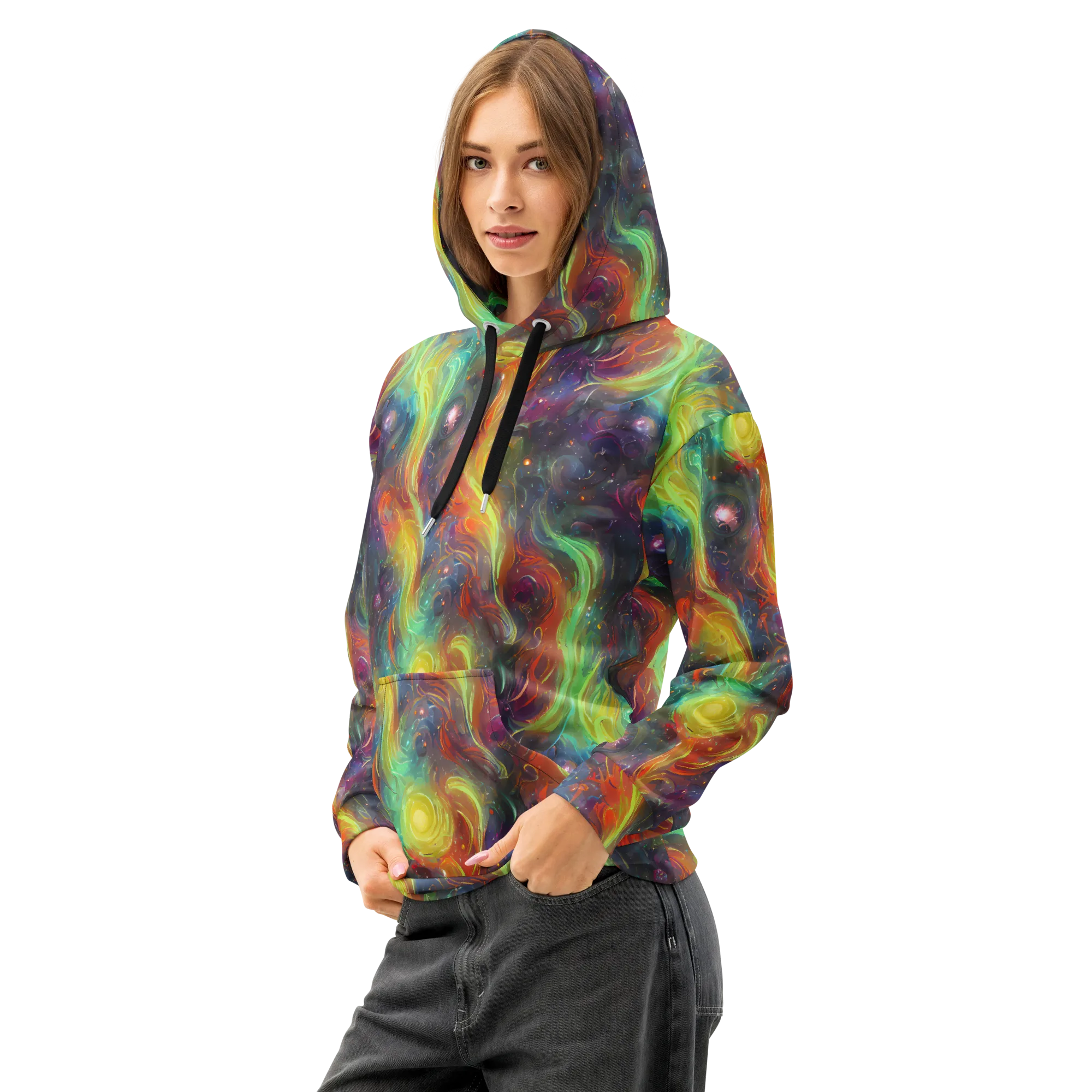 Dreamfire Spiral on Cotton Hoodie — Left Front