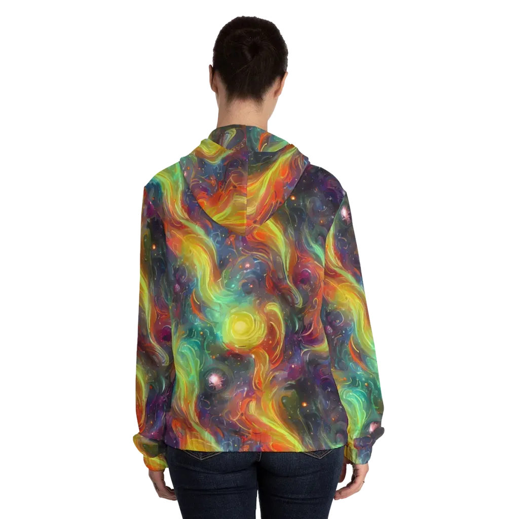 Dreamfire Spiral on Women's Full-Zip Hoodie — Back On Person