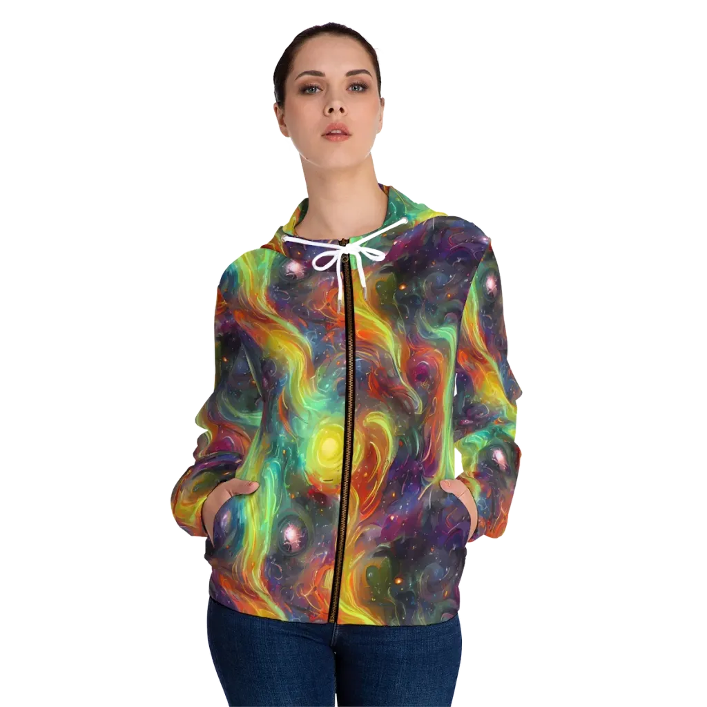 Dreamfire Spiral on Women's Full-Zip Hoodie — Front On Person