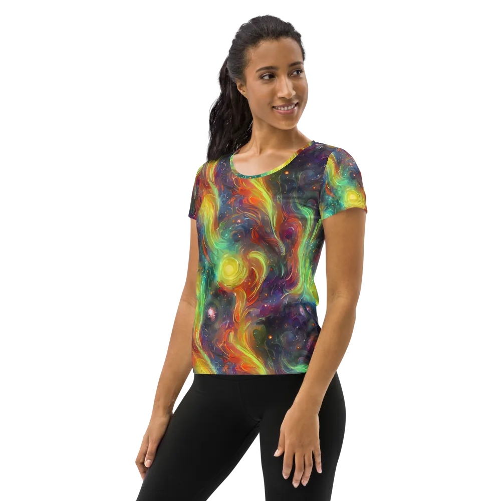 Dreamfire Spiral on Women's Athletic T-Shirt — Left