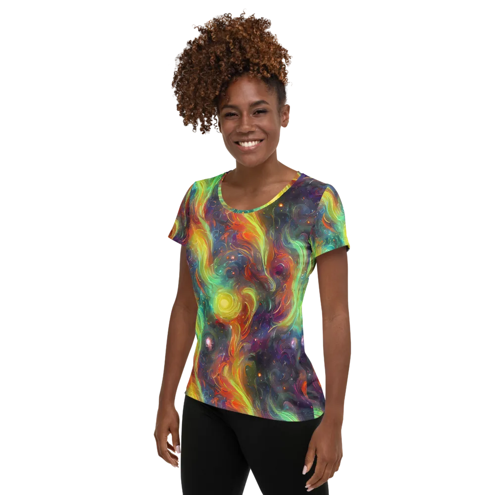 Dreamfire Spiral on Women's Athletic T-Shirt — Left