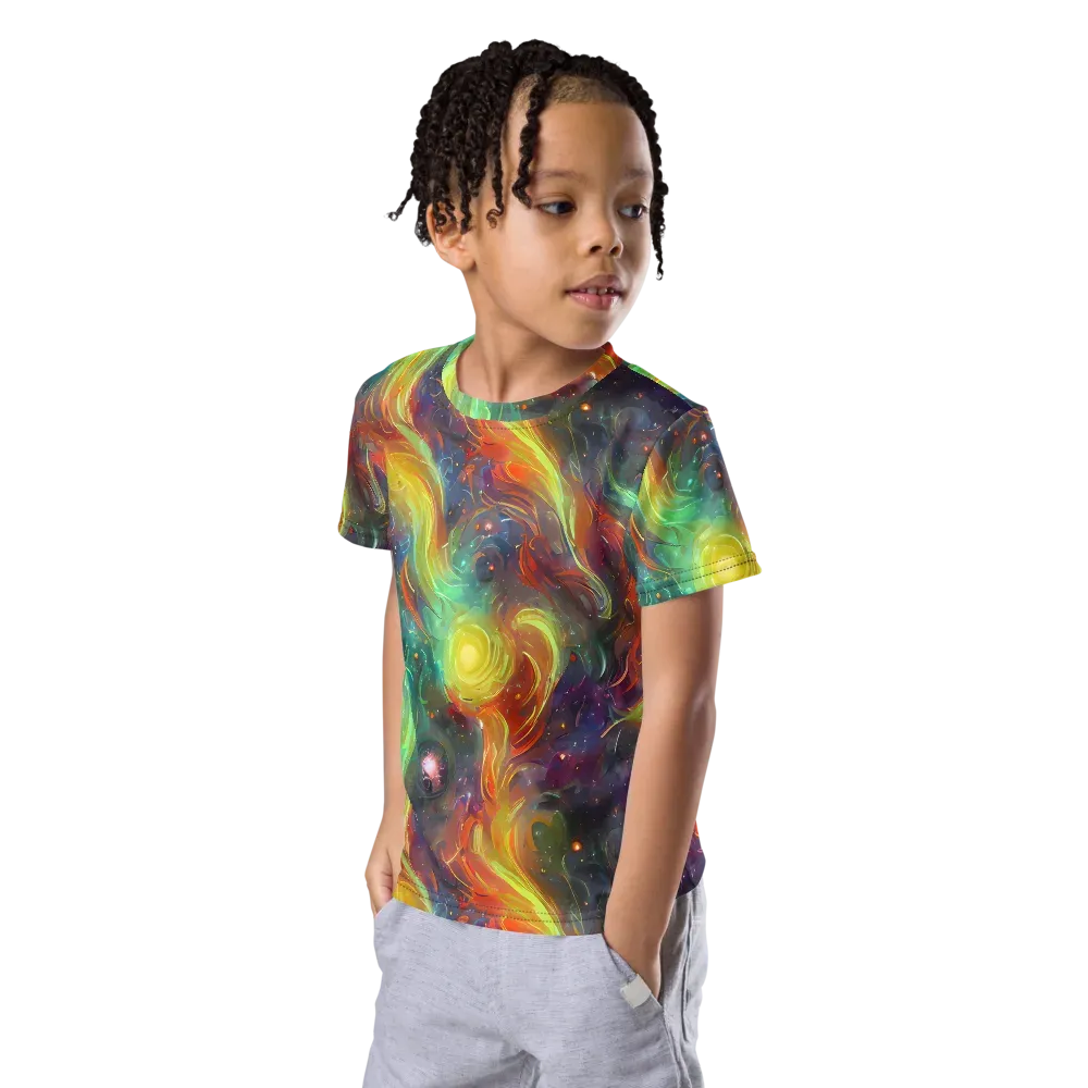 Dreamfire Spiral on Kids Crew Neck T-Shirt — Left Front