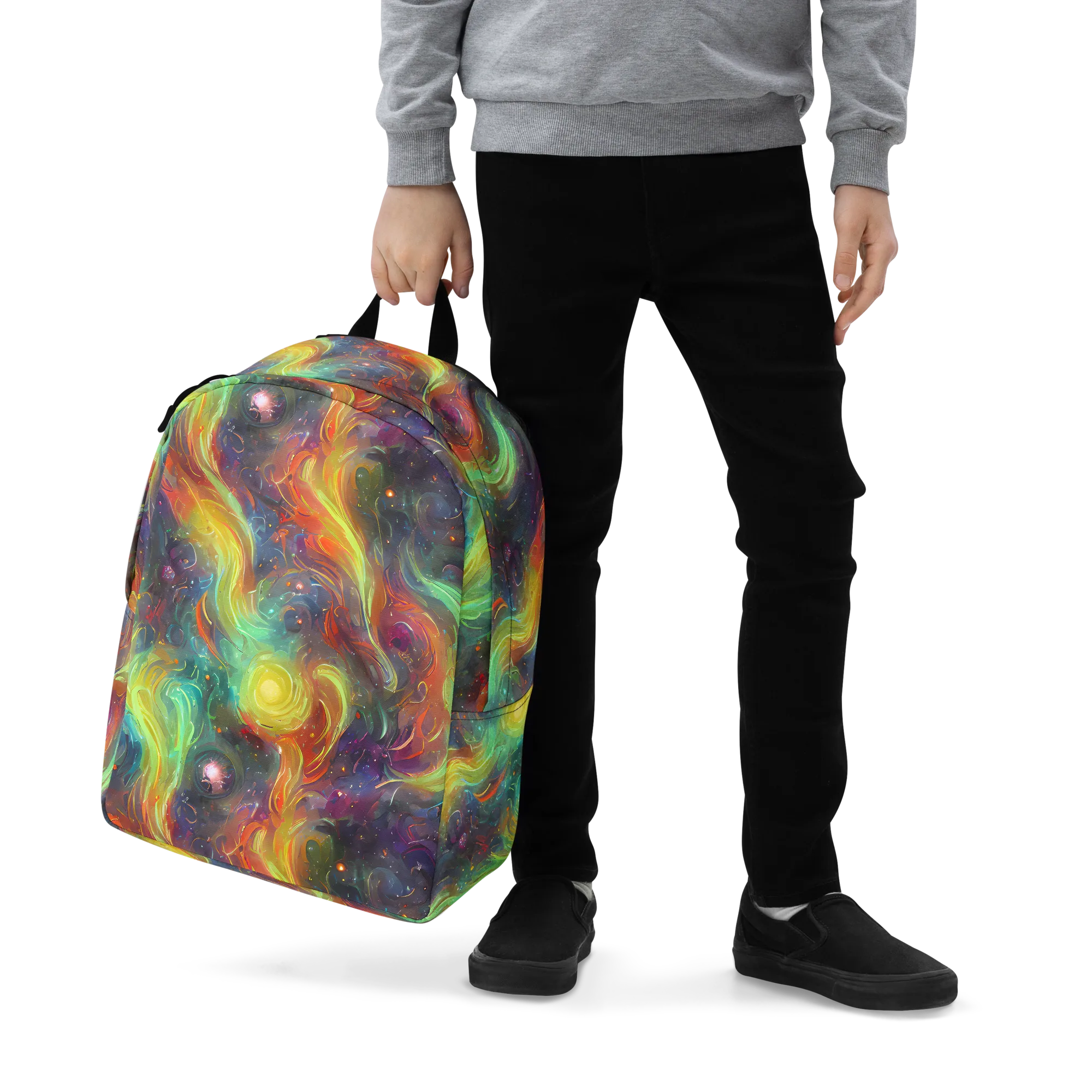 Dreamfire Spiral on Minimalist Backpack — Zoomed-in