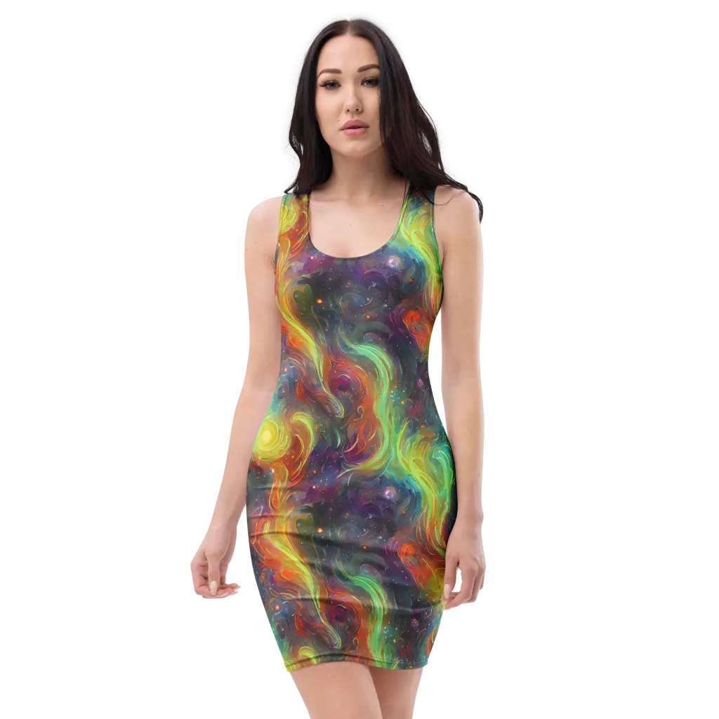 Dreamfire Spiral on Bodycon Dress — Front