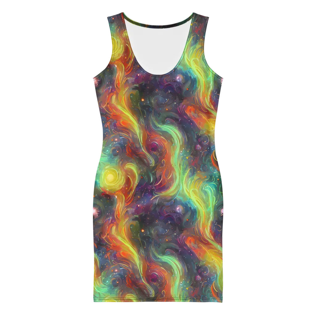 Dreamfire Spiral on Bodycon Dress — Front