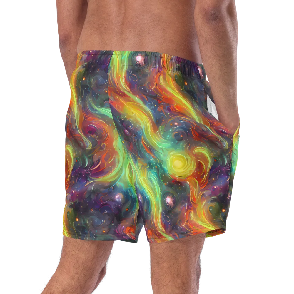 Dreamfire Spiral on Swim Trunks — Right Back
