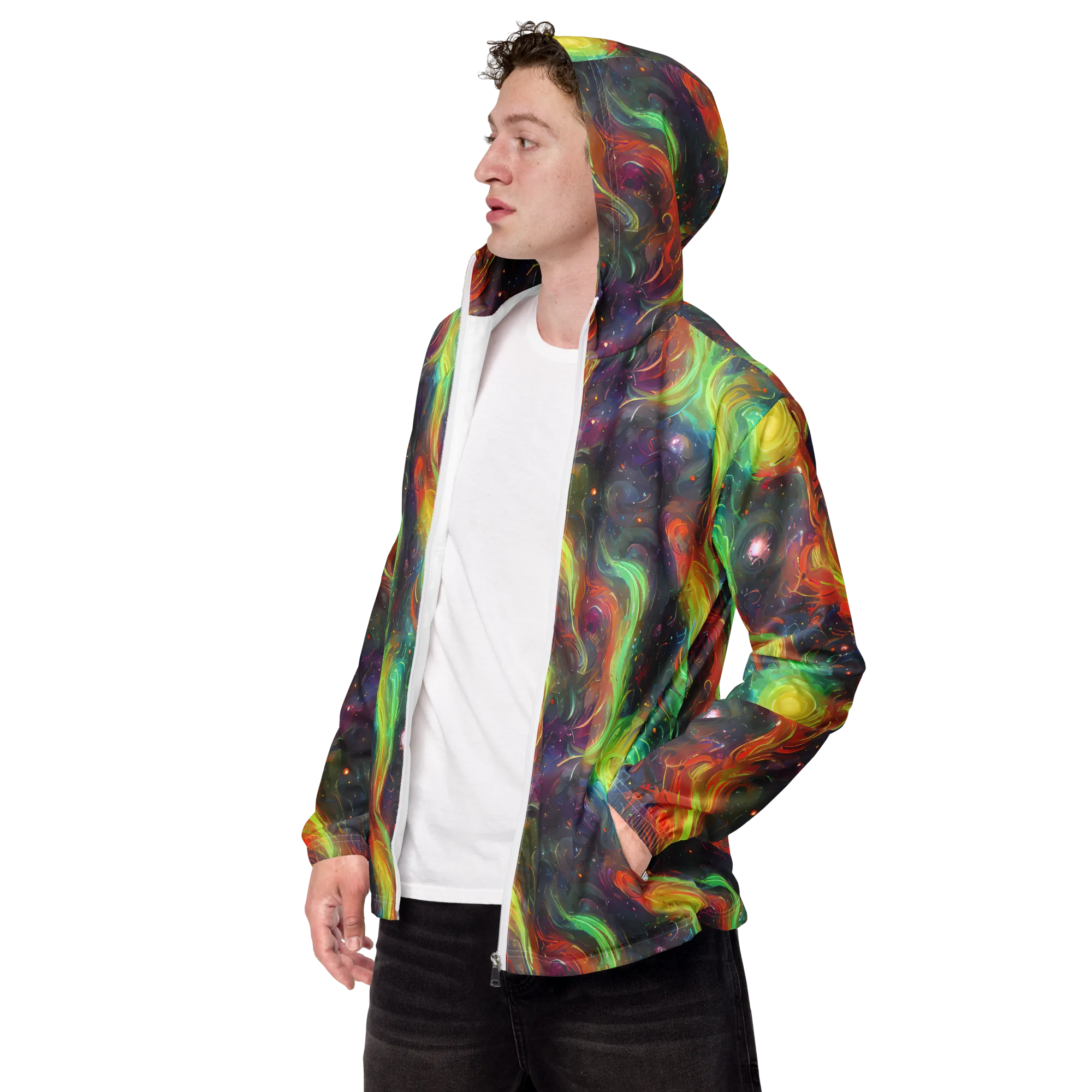 Dreamfire Spiral on Men's Windbreaker — Left Front