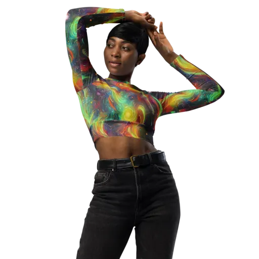 Dreamfire Spiral on a Long Sleeve Crop Top