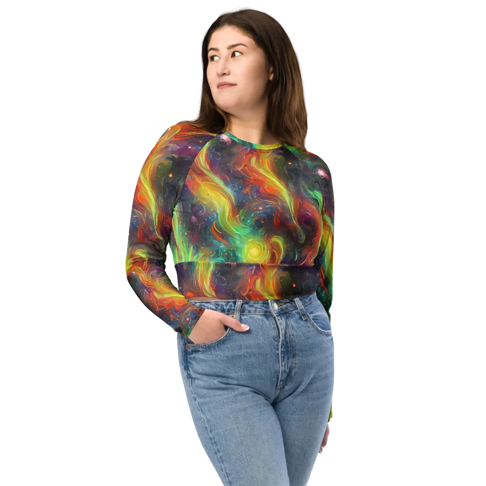 Dreamfire Spiral on Long Sleeve Crop Top — Front