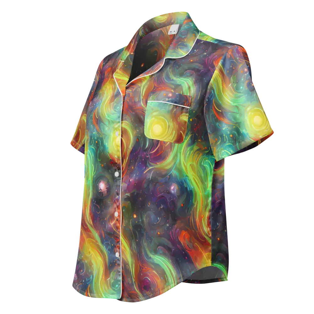 Dreamfire Spiral on Women's Short Sleeve Pajama Top — Left Front