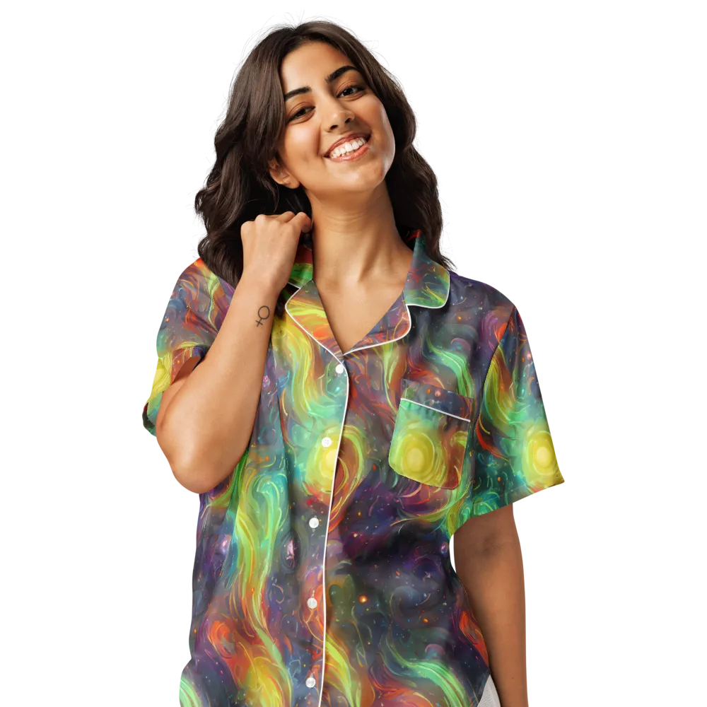 Dreamfire Spiral on Women's Short Sleeve Pajama Top — Front
