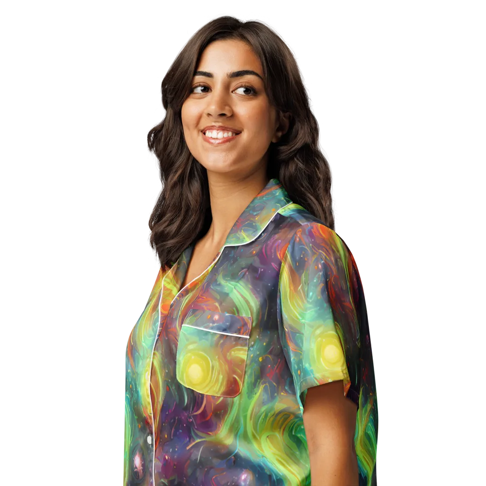 Dreamfire Spiral on Women's Short Sleeve Pajama Top — Left Front