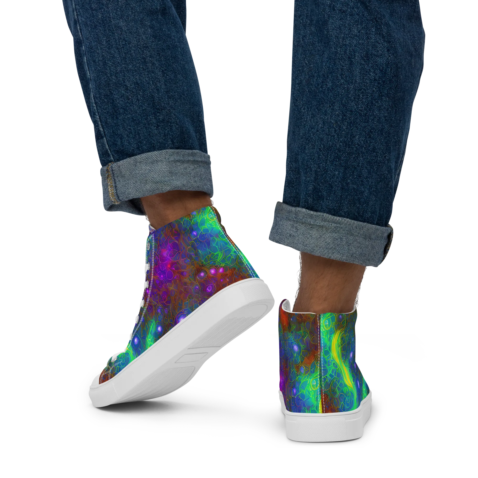 Orbital Thicket on Men's High Top Canvas Shoes — Back
