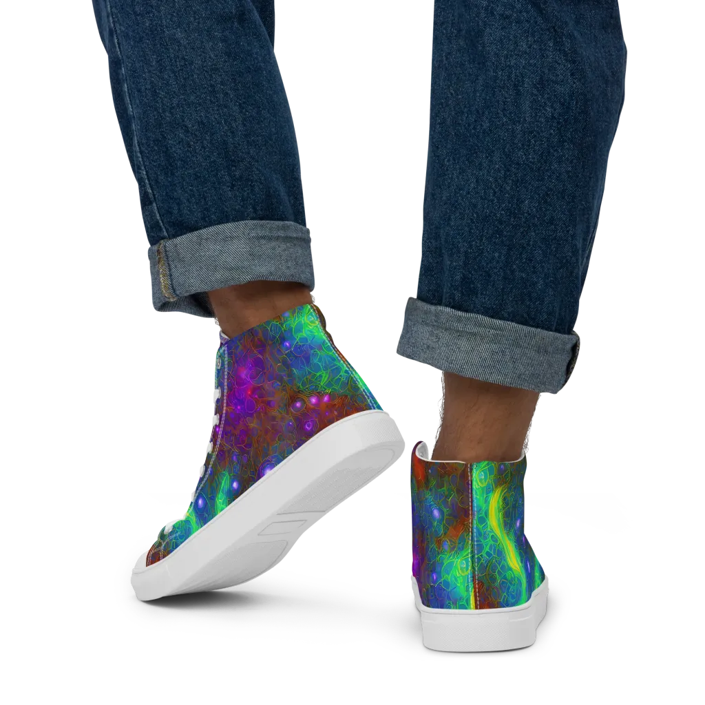 Orbital Thicket on Men's High Top Canvas Shoes — Back