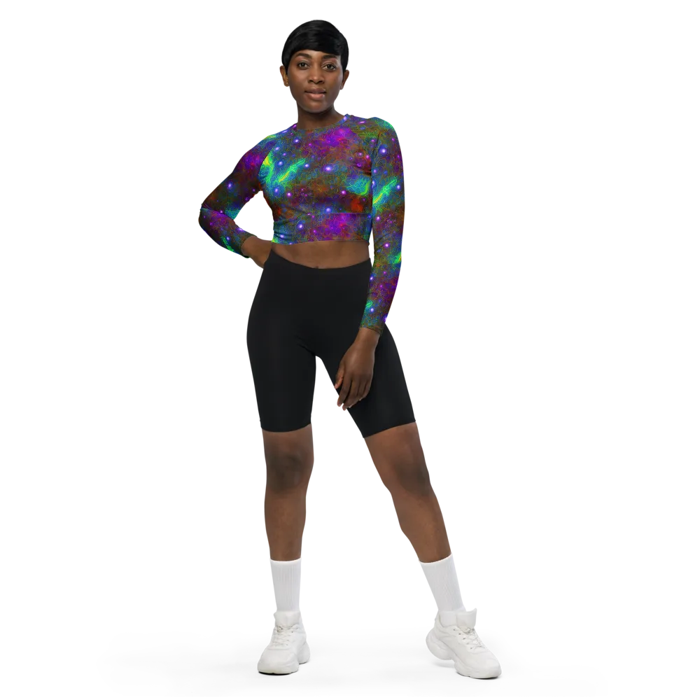 Orbital Thicket on Long Sleeve Crop Top — Front