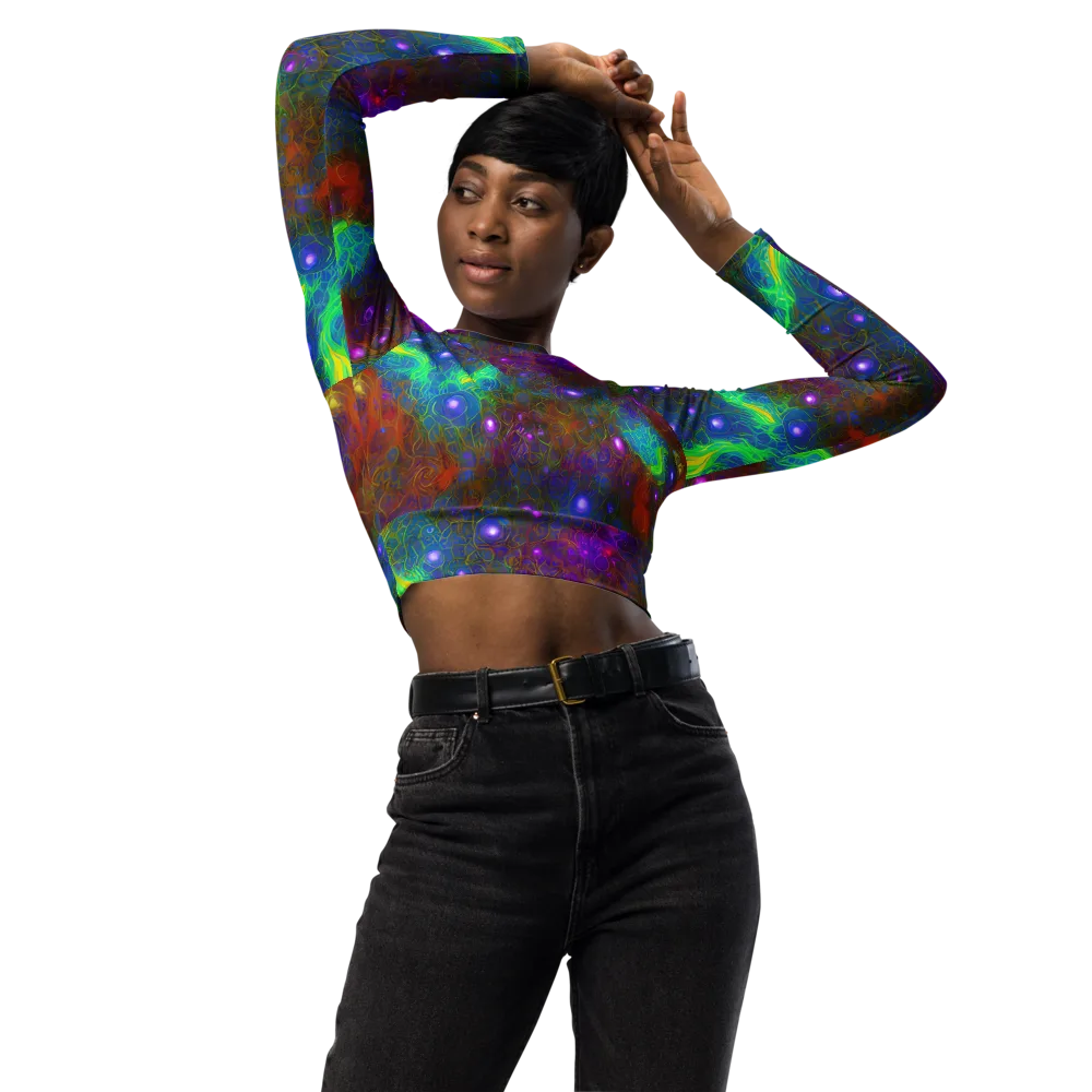 Orbital Thicket on Long Sleeve Crop Top — Front
