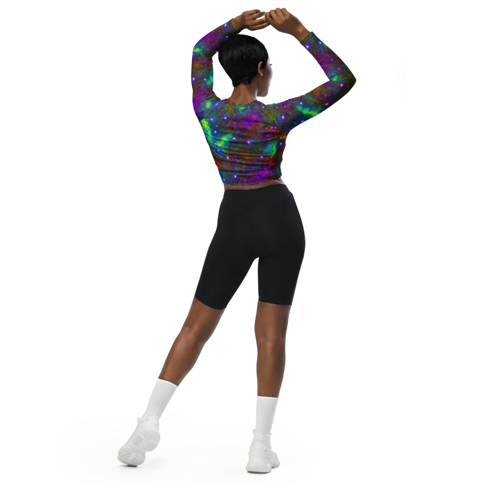 Orbital Thicket on Long Sleeve Crop Top — Back