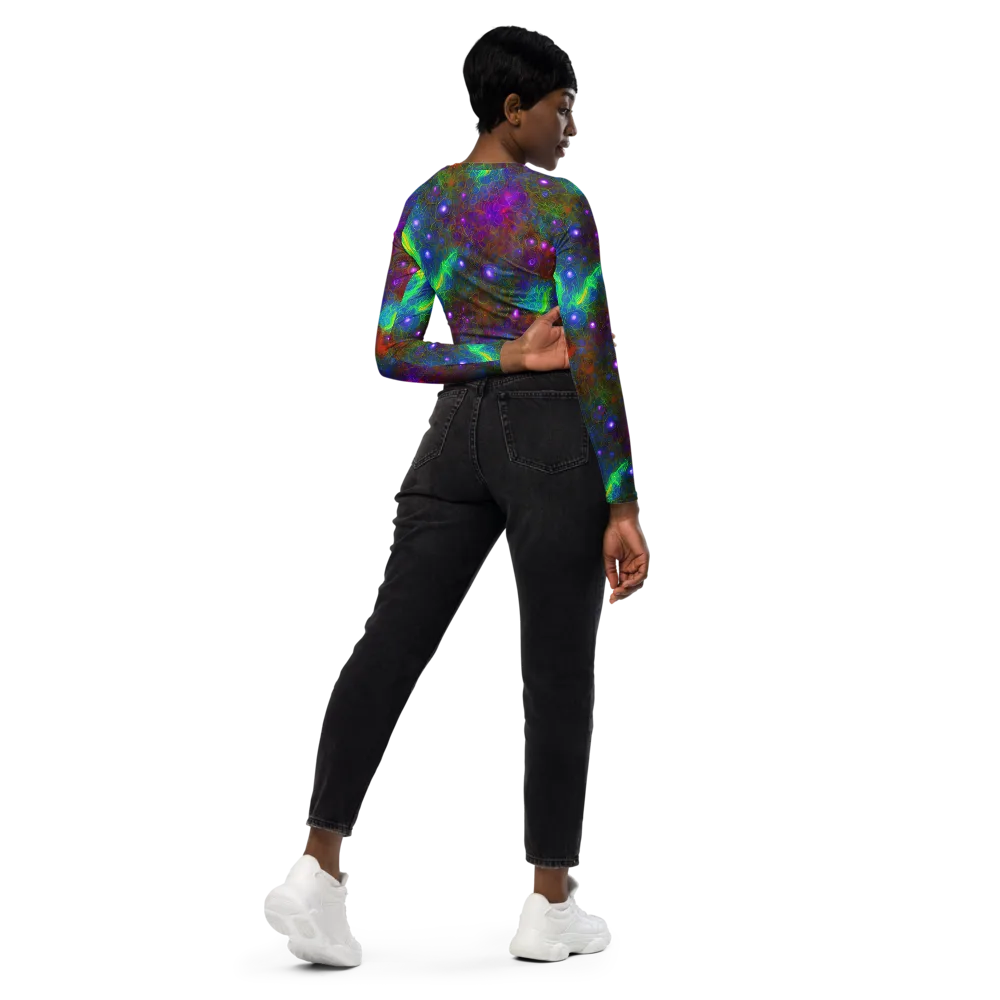 Orbital Thicket on Long Sleeve Crop Top — Right Back