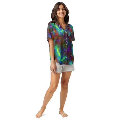 Orbital Thicket on a Women's Short Sleeve Pajama Top