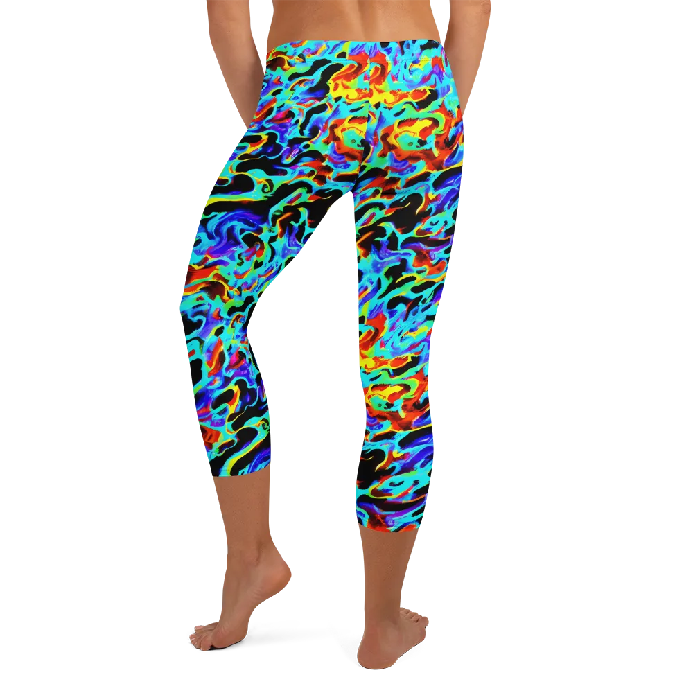 Sonic Paint on Capri Leggings — Back