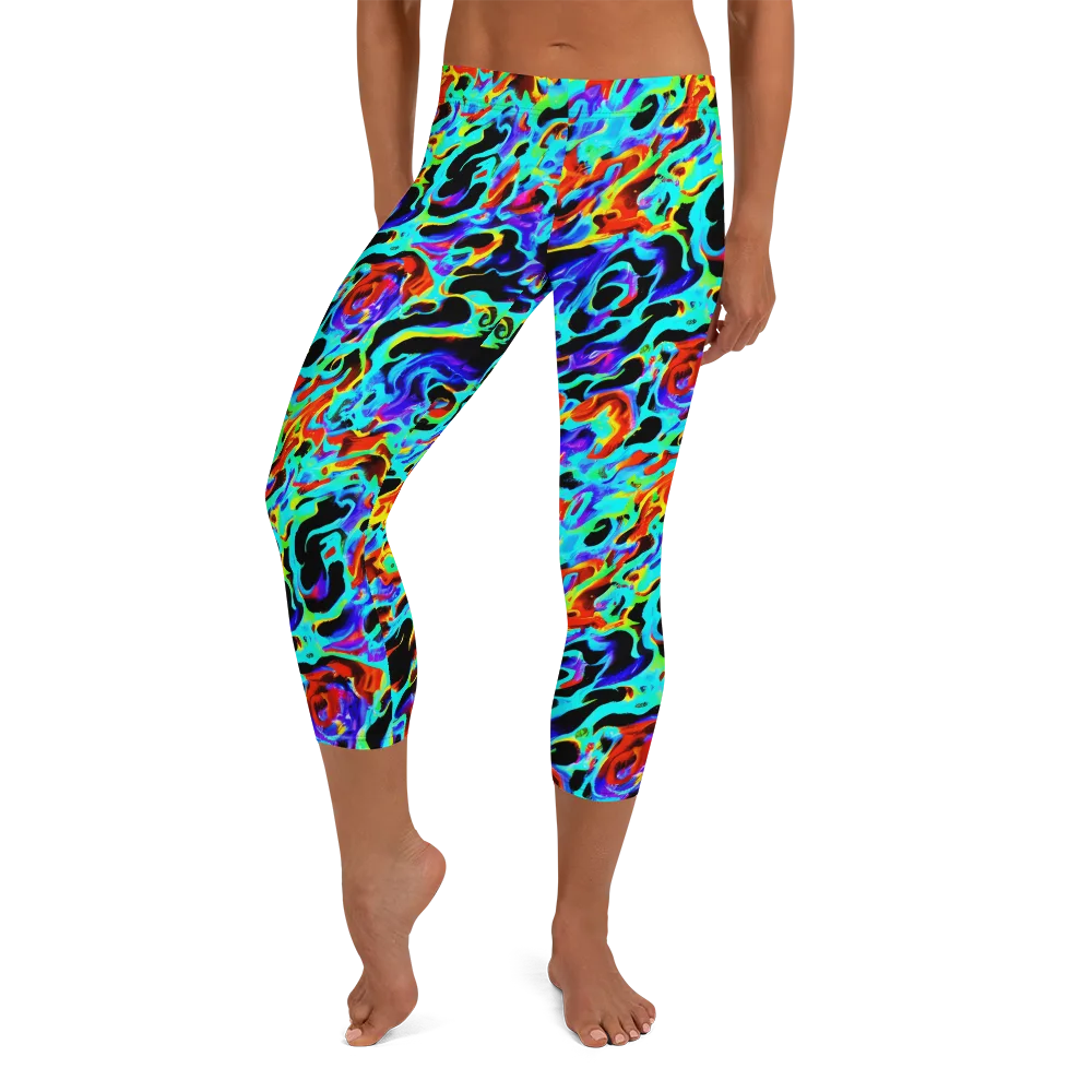 Sonic Paint on Capri Leggings — Front