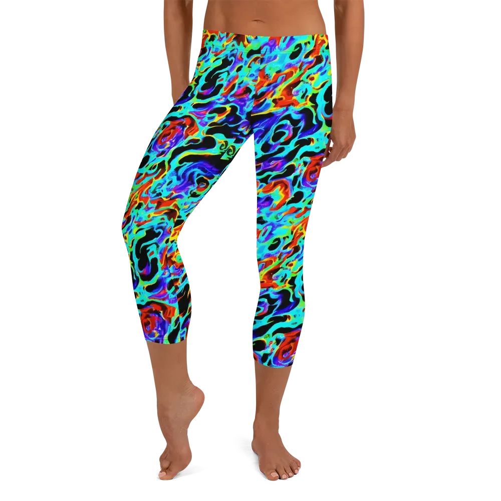 Sonic Paint on Capri Leggings — Front