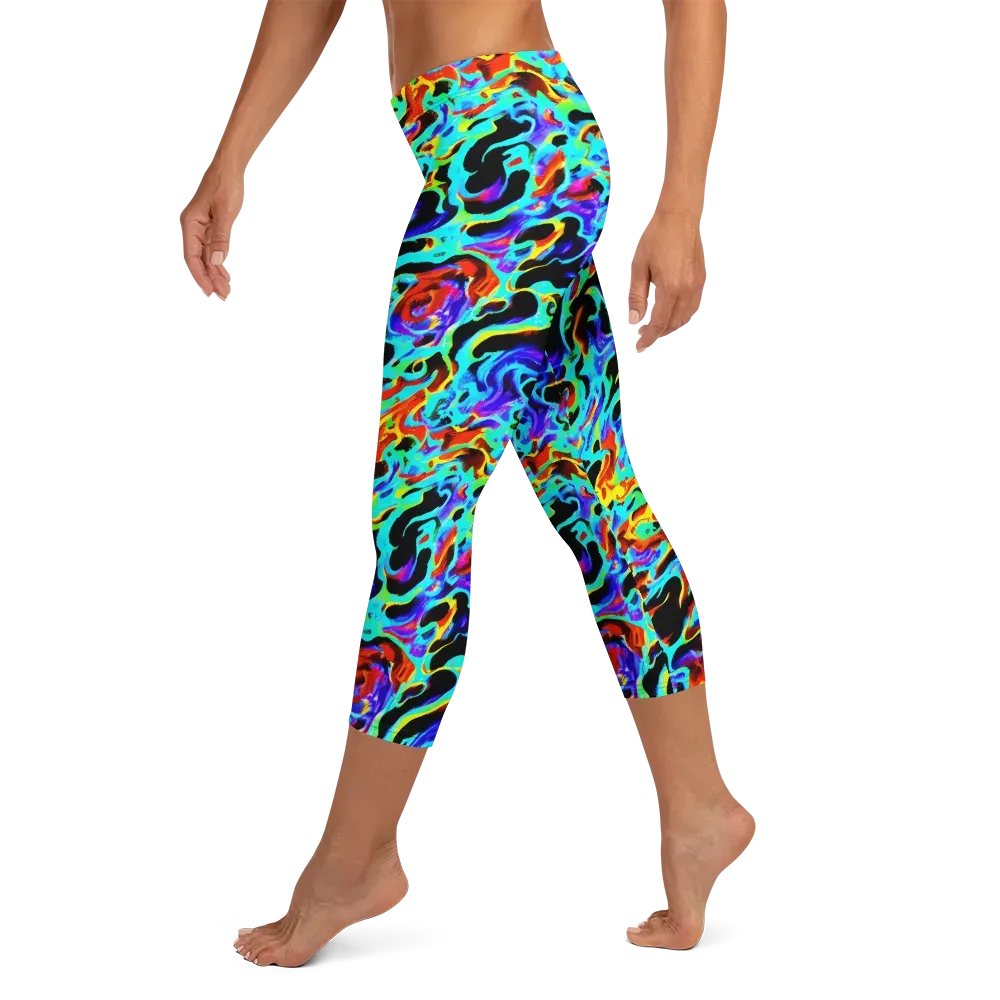 Sonic Paint on Capri Leggings — Left