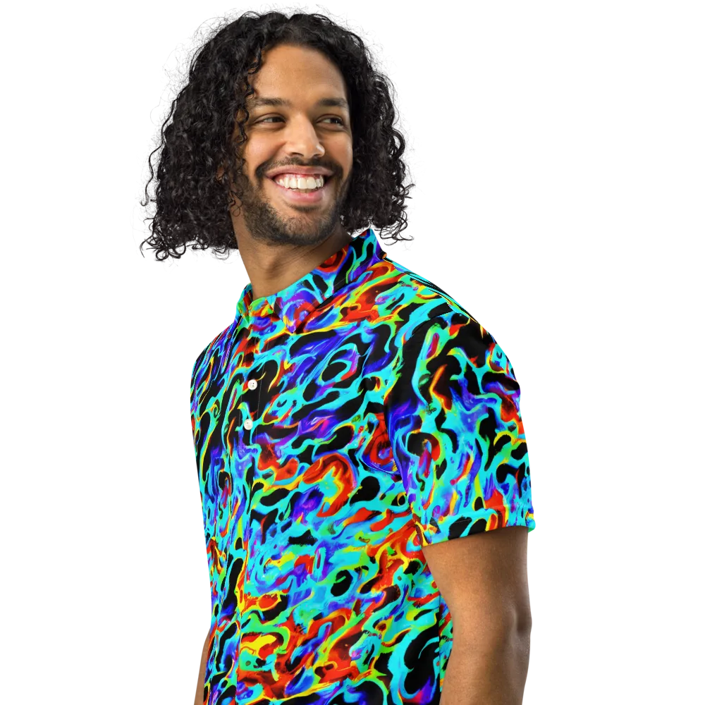 Sonic Paint on Men's Slim Fit Polo Shirt — Left Front