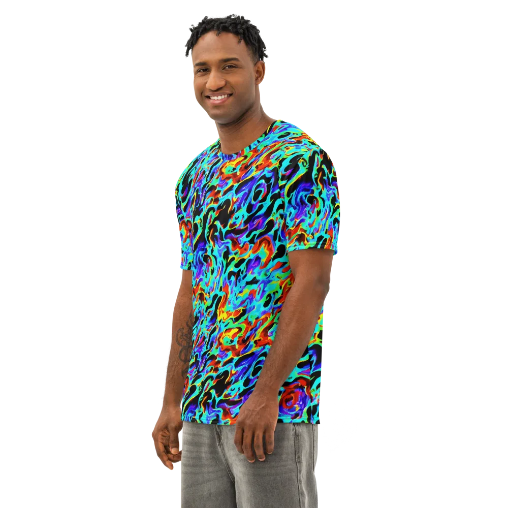 Sonic Paint on Men's Cotton Crew Neck T-Shirt — Left Front