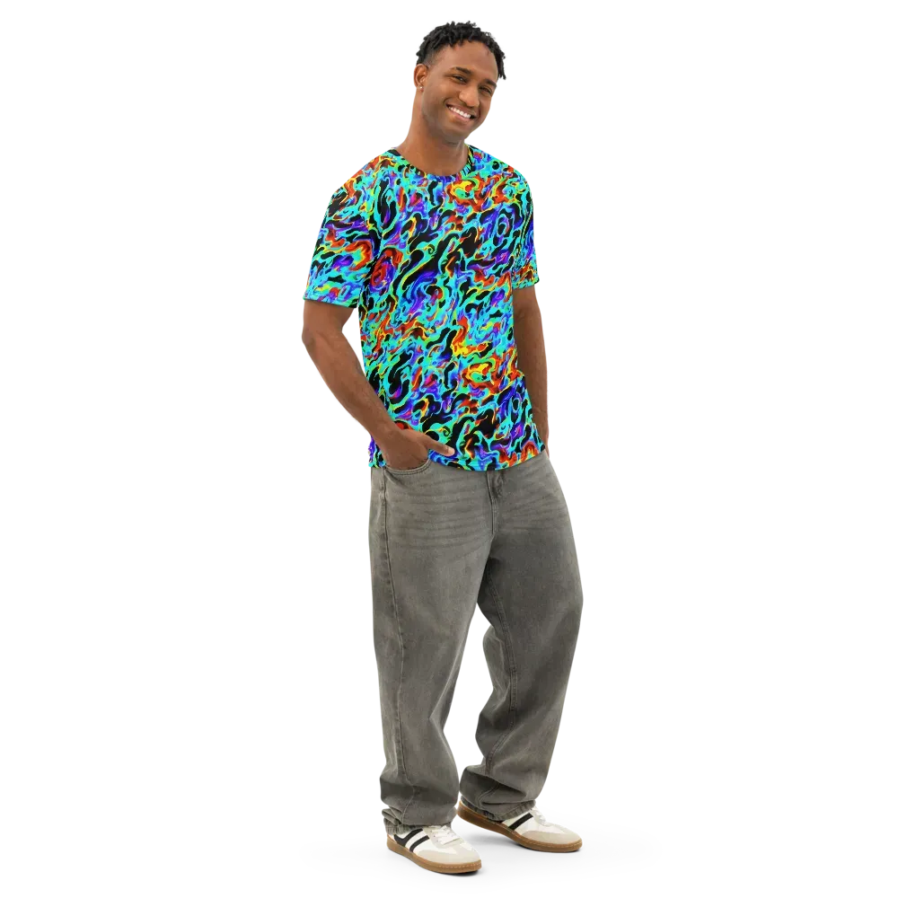 Sonic Paint on Men's Cotton Crew Neck T-Shirt — Right Front