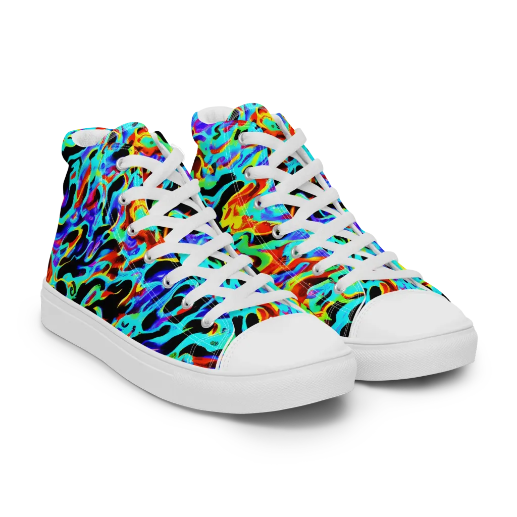 Sonic Paint on Men's High Top Canvas Shoes — Right Front