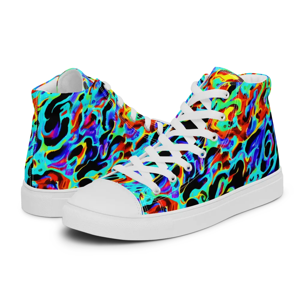 Sonic Paint on Men's High Top Canvas Shoes — Left